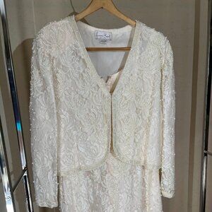 Beaded Laurence Kazar Sheath Dress with Jacket